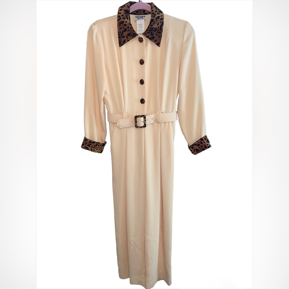 Vintage Cream Leopard Jumpsuit size 4